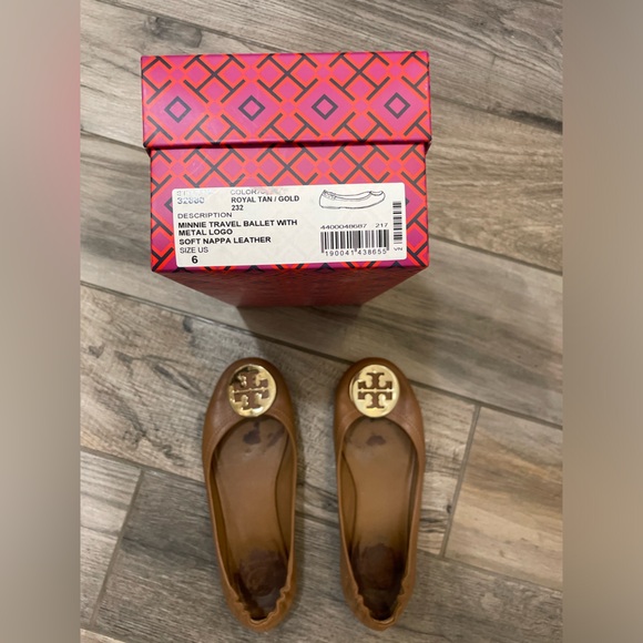 Tory Burch Minnie Travel Ballet Flats with Metal Logo - WITH BOX AND DUST BAG - Picture 5 of 10